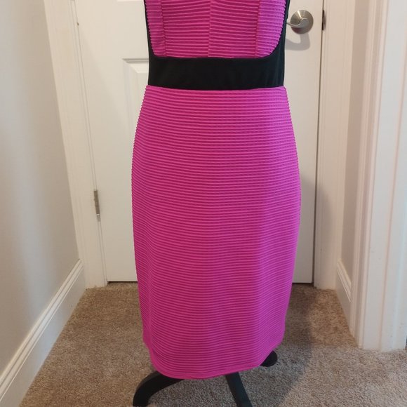REDUCED! River Island Trendy Pink Knee Length Bodycon Dress size 18. SHOW OFF! - Picture 1 of 5